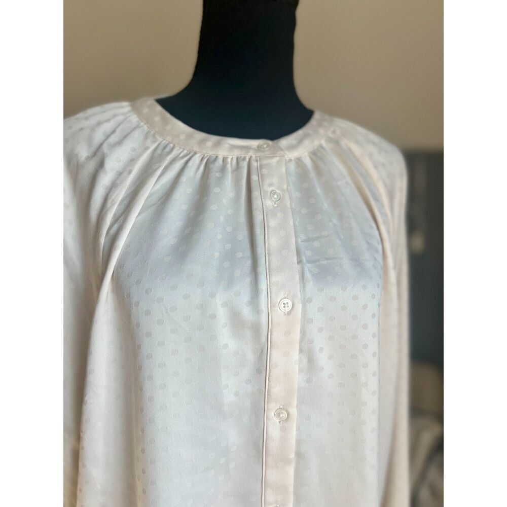 LOFT Cream Button Front Blouse - Picture 3 of 7